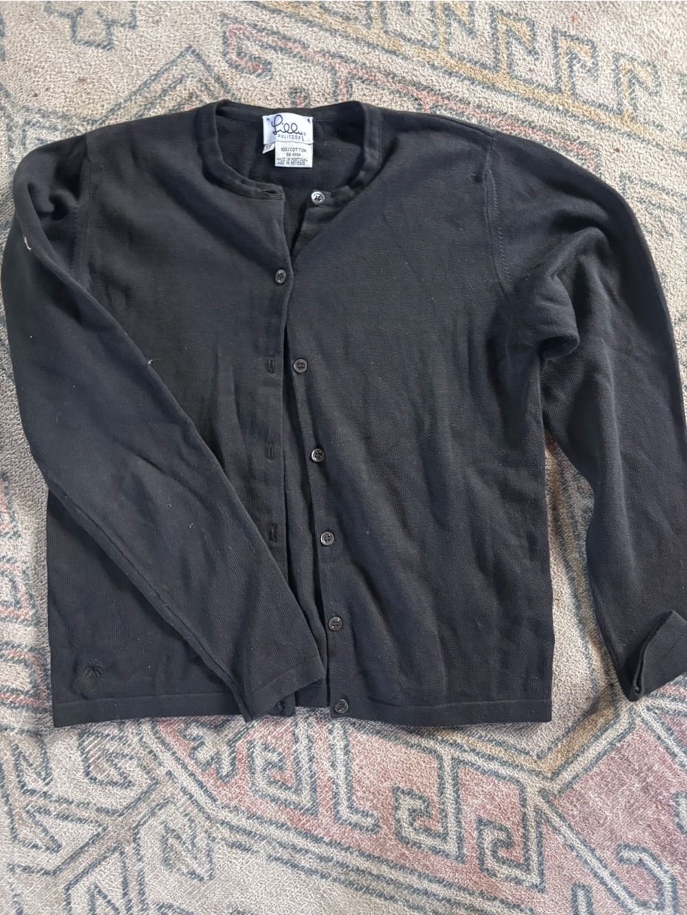 Lilly Pulitzer vintage Black Button-Front Lightweight Cardigan